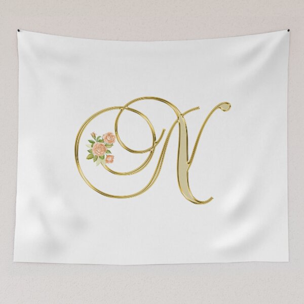 Item preview, Golden Color Floral Monogram Letter N  designed and sold by silviaol.
