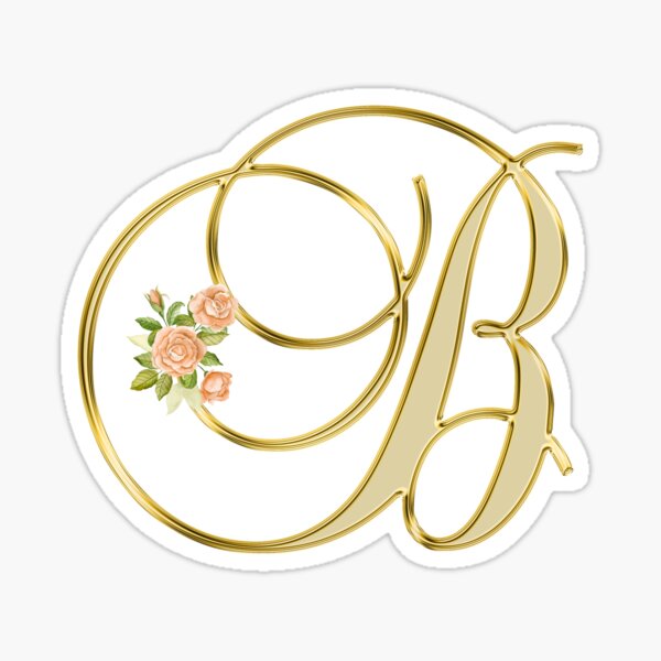 "Golden Color Floral Monogram Letter B" Sticker For Sale By Silviaol ...