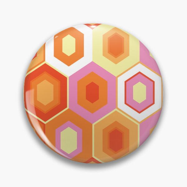 Item preview, Pink, Orange, Yellow and White Hexagon Geometric Retro Pattern designed and sold by Eyestigmatic.