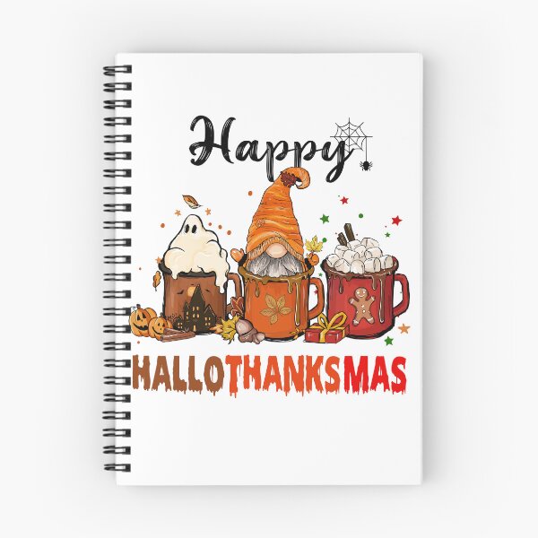 Item preview, Happy HalloThankMas Shirt, Funny Halloween Thanksgiving Christmas, Gift for Her, Soft Cotton Cute Crewneck Shirt, Aesthetic Winter Tee designed and sold by Lazza-Tracks.