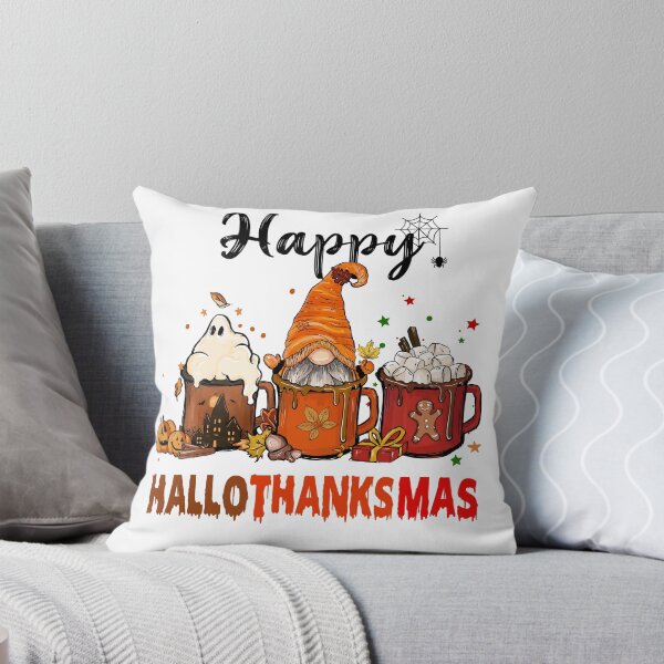 Item preview, Happy HalloThankMas Shirt, Funny Halloween Thanksgiving Christmas, Gift for Her, Soft Cotton Cute Crewneck Shirt, Aesthetic Winter Tee designed and sold by Lazza-Tracks.