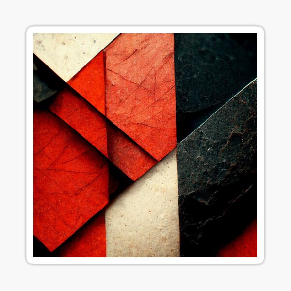 Schwarz-rote Druckdesigns Kubismus Sticker