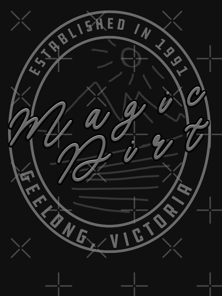 "Magic Dirt vintage badge graphic, original illustration for the iconic Aussie alternative