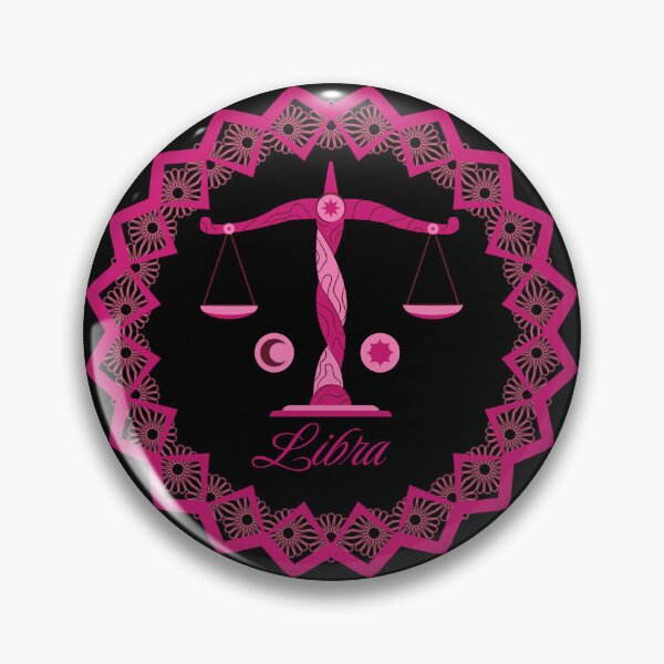 Item preview, Libra Scales in Flowered Circle Zodiac design; pink version designed and sold by mbuz90.