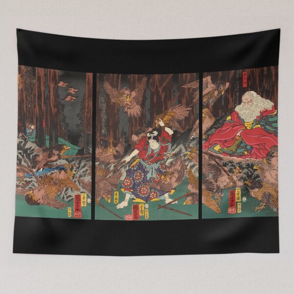 Item preview, Prince Yoshitsune learning the art of swordsmanship Utagawa Kuniyoshi designed and sold by TeeARTHY.