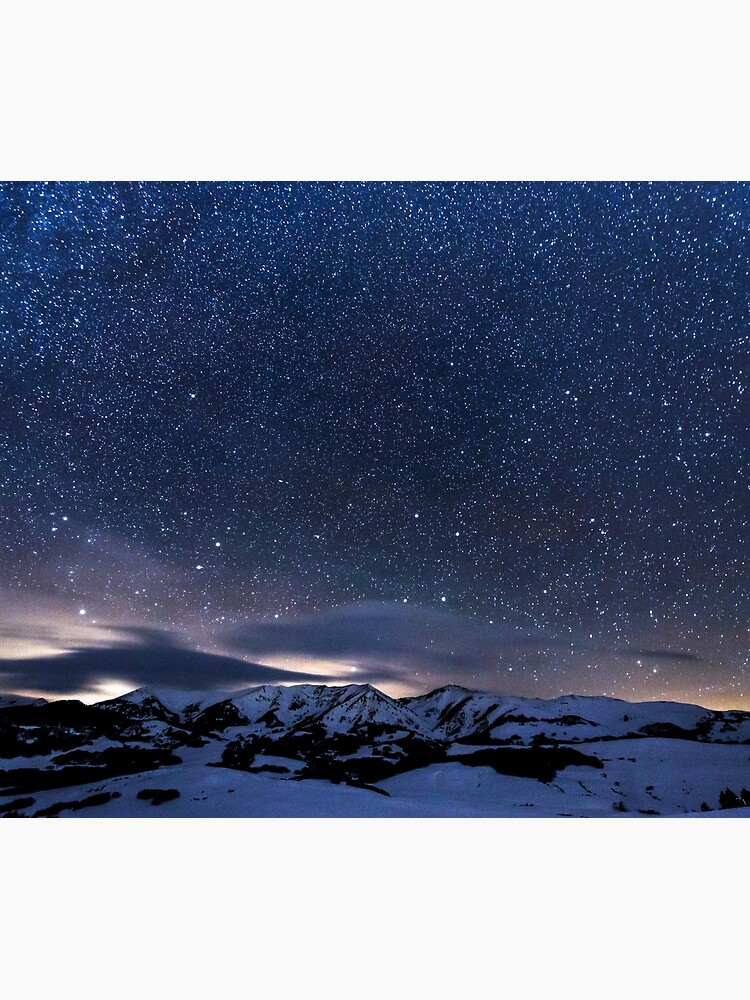 Starry Night Sky Winter Mountain by cadinera