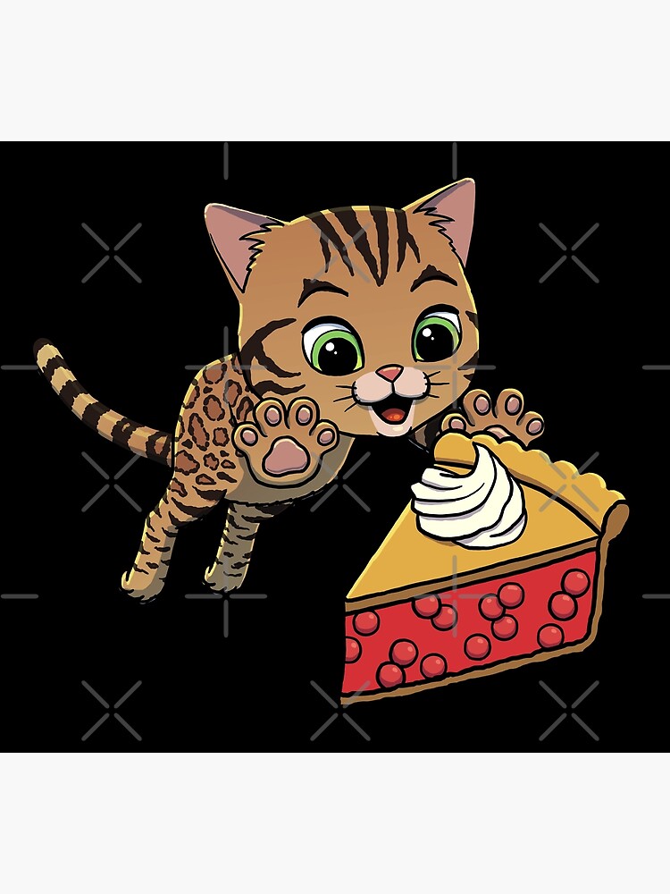 Disover Bengal Cat excited to eat Cherry Pie Premium Matte Vertical Poster
