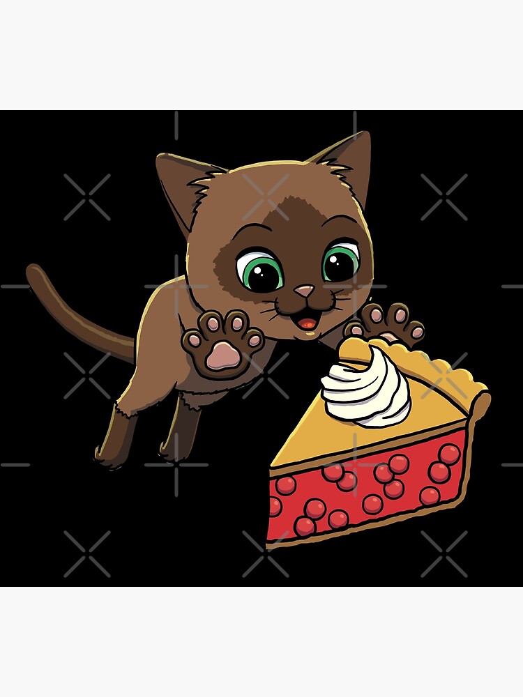 Discover Burmese Cat excited to eat Cherry Pie Premium Matte Vertical Poster