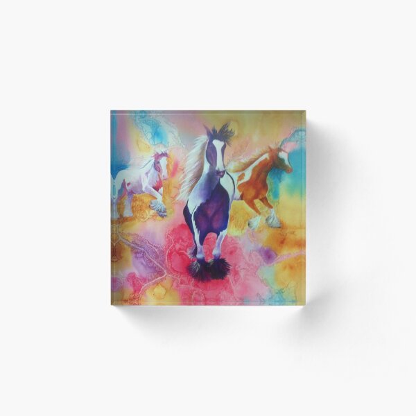 Painted Horses Acrylic Block