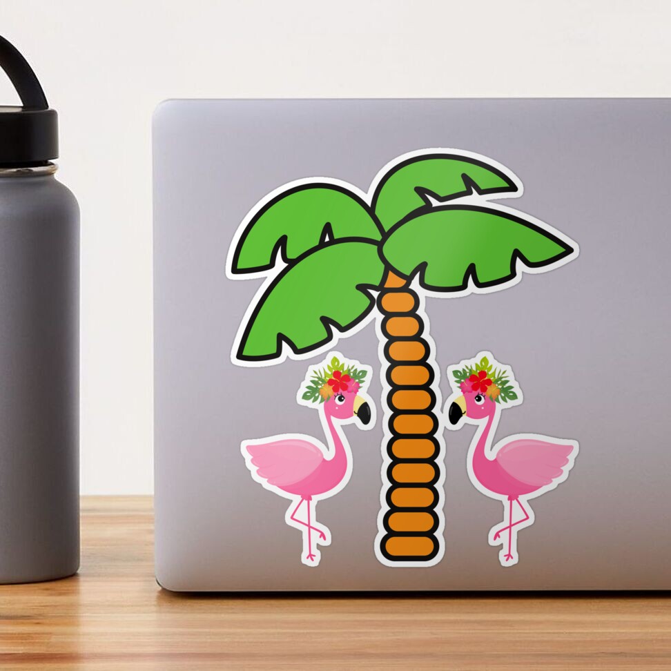 Palm tree and flamingo Sticker for Sale by The Love Quill