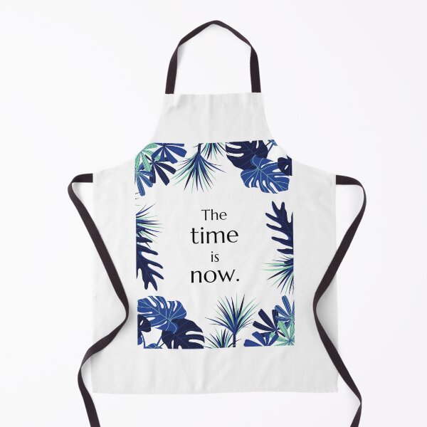 Item preview, Tropical Green and Blue Leaves Aesthetic Inspirational Quote - The Time is Now designed and sold by SundaySoup.