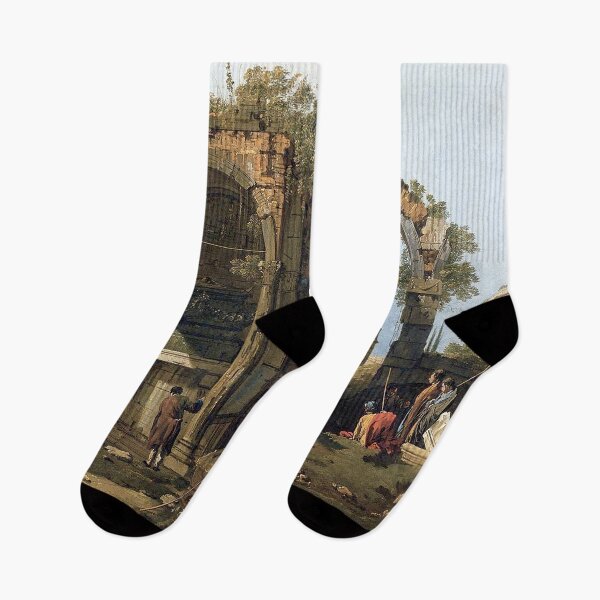 Item preview, Canaletto Capriccio with classical ruins buildings designed and sold by OldTimeArt.