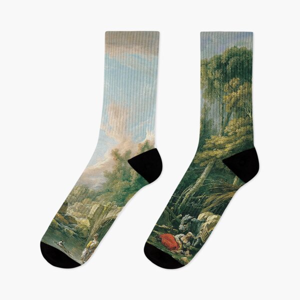 Item preview, Francois Boucher River Landscape with Ruin and Bridge designed and sold by OldTimeArt.