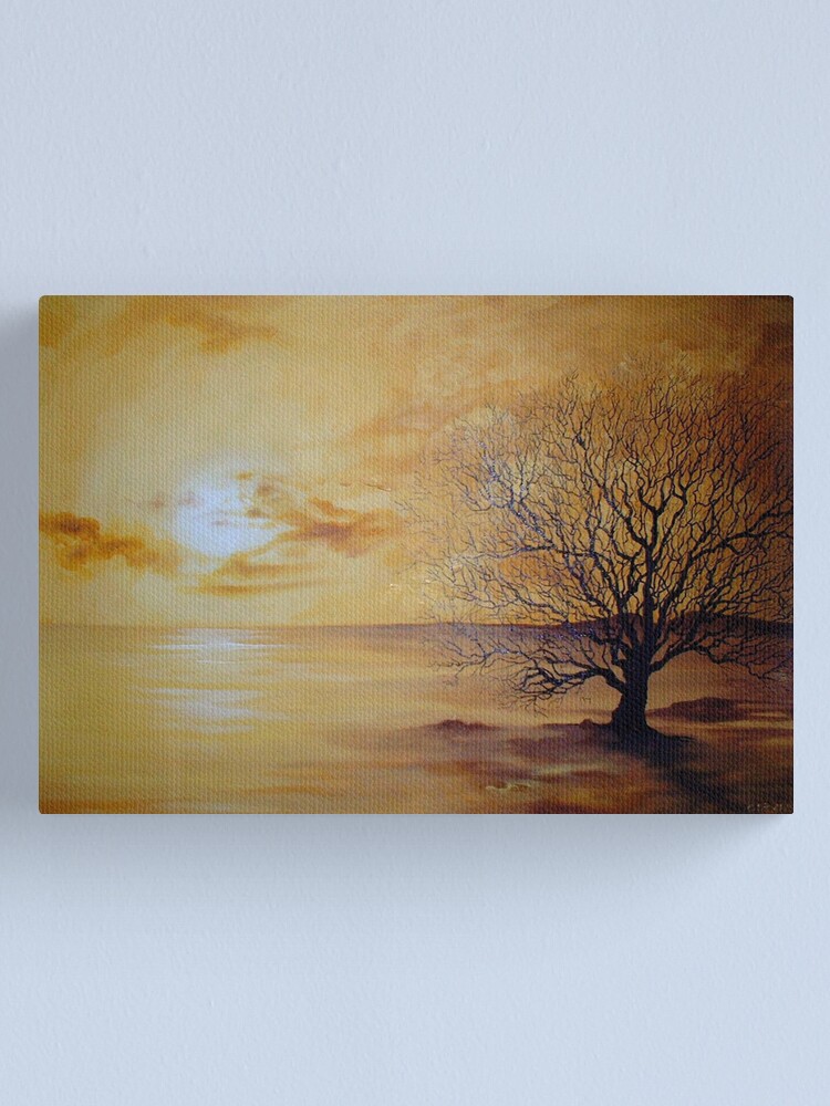 Thumbnail 2 of 3, Canvas Print, Yellow Skies, Lonely Tree designed and sold by Cherie Roe Dirksen.