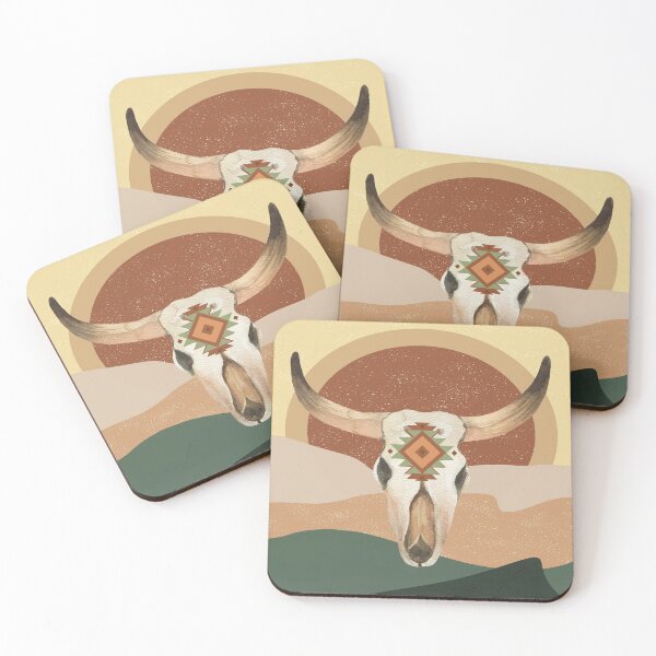 Item preview, Western Cow Scull With Desert Background designed and sold by handsoftime2020.