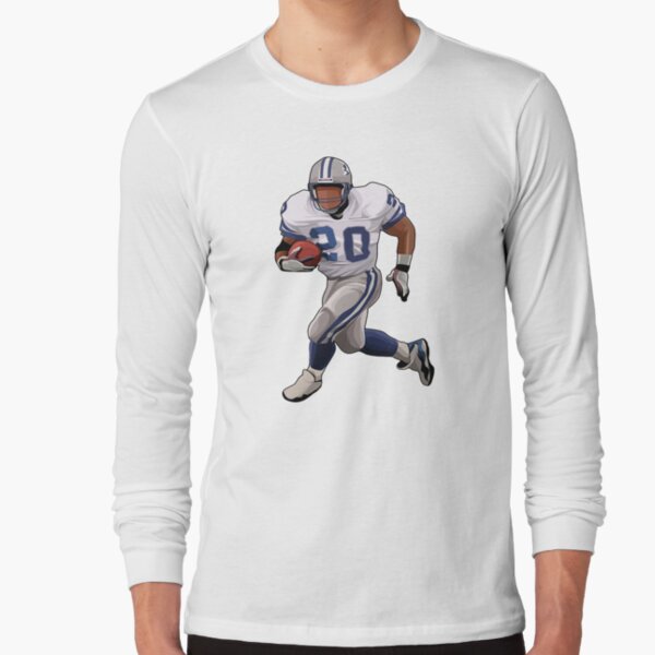 Long Sleeve Barry Sanders Touchdown Pic T-Shirt Adult Blue at  Men's  Clothing store