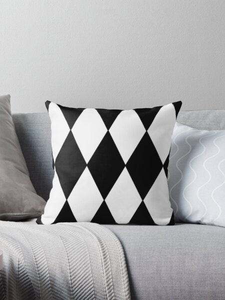 Item preview,  LARGE BLACK AND WHITE HARLEQUIN- DIAMOND- ARGYLE  PATTERN DESIGNED FOR HOME DECOR AND CLOTHING designed and sold by ozcushionstoo.