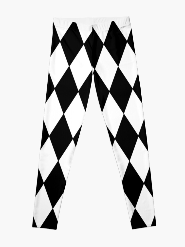 Disover  LARGE BLACK AND WHITE HARLEQUIN- DIAMOND- ARGYLE  PATTERN DESIGNED FOR HOME DECOR AND CLOTHING Leggings