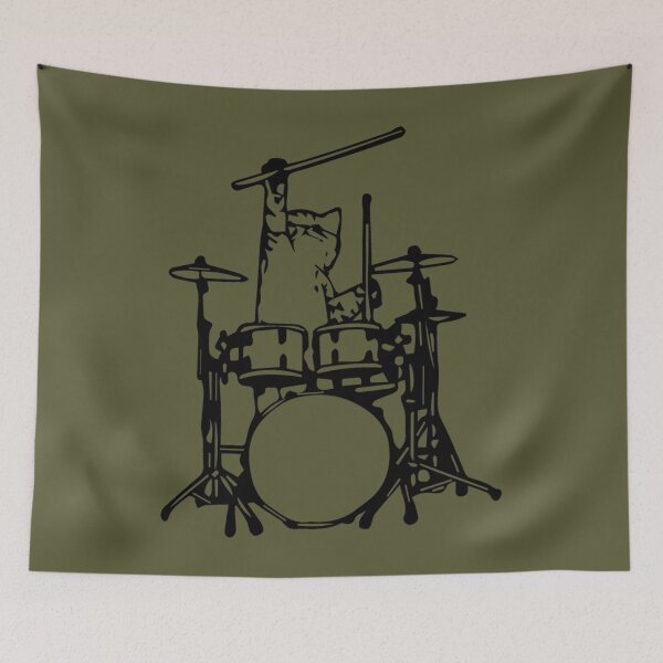 Item preview, Funny Cat Playing Drums designed and sold by JanBidinger.