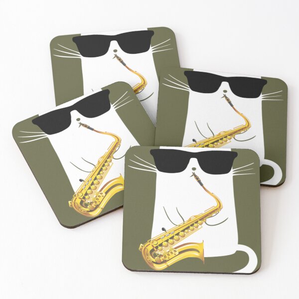 Item preview, Funny Cat Wearing Sunglasses Playing Saxophone  designed and sold by JanBidinger.