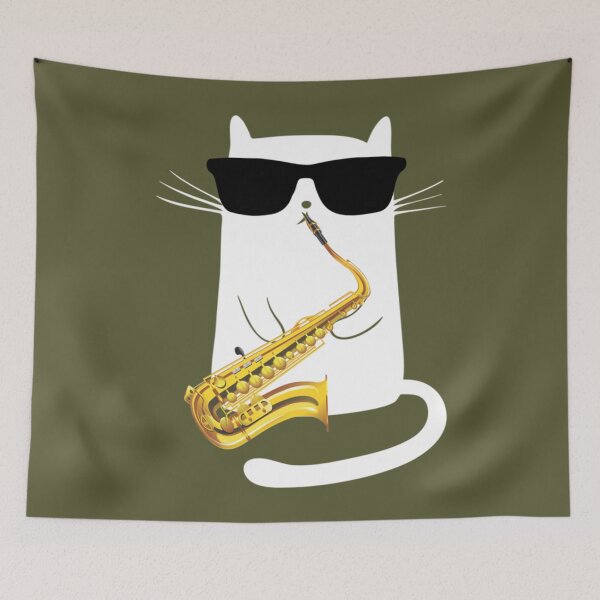 Item preview, Funny Cat Wearing Sunglasses Playing Saxophone  designed and sold by JanBidinger.