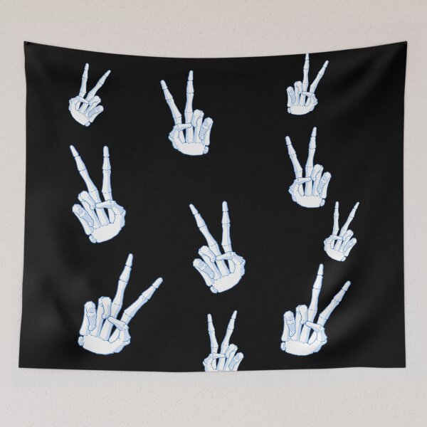 Item preview, Spooky Skeleton Hand Aesthetic Tiles Blue designed and sold by Vedeme.