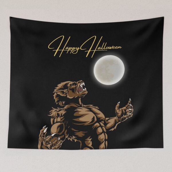 Item preview, Werewolf Howling at the Moon with a City Skyline in the Background  ~ Happy Halloween Design designed and sold by ieluxury.