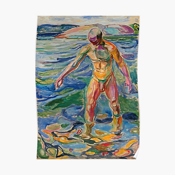 Edvard Munch - bathing man, artwork by Edvard Munch Poster