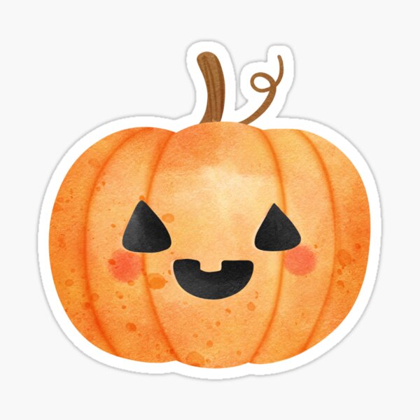 Pumpkin Head says Happy Halloween Sticker