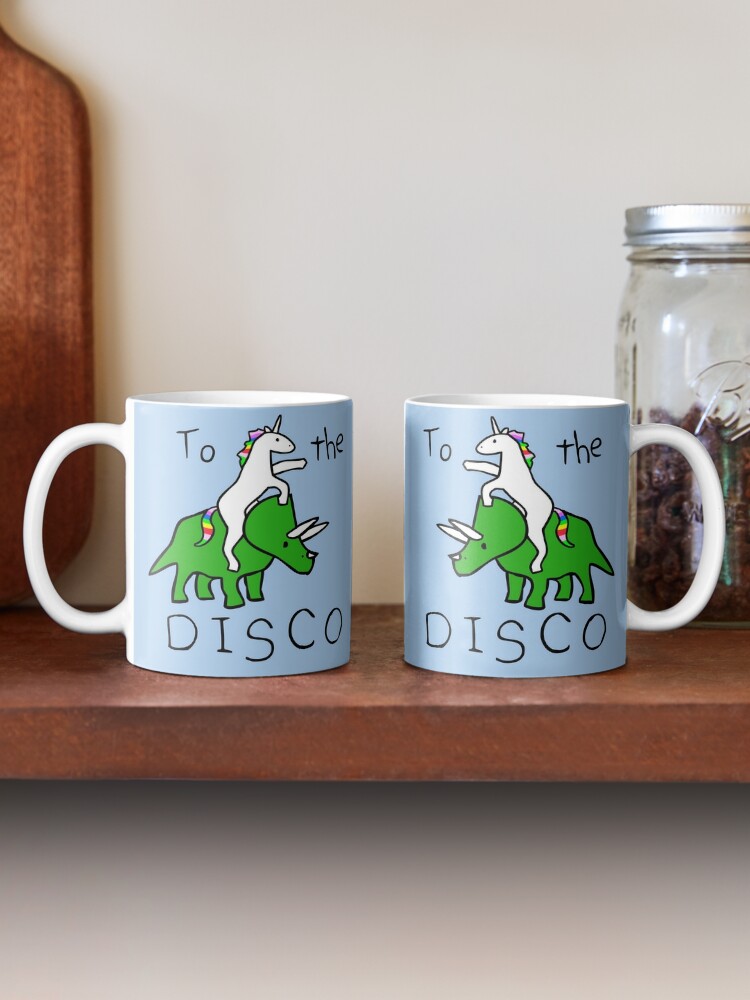 Alternate view of To The Disco (Unicorn Riding Triceratops) Coffee Mug