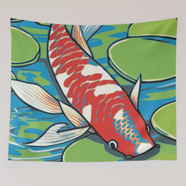 Item preview, Koi Swimming in pond with giant lily pads designed and sold by Nonshape.