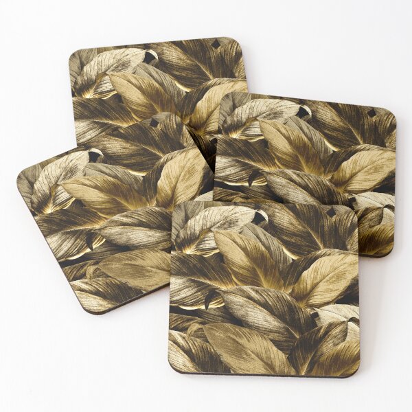 Item preview, Hand drawn tropical leaves background gold leaf pattern  designed and sold by thanyaj.