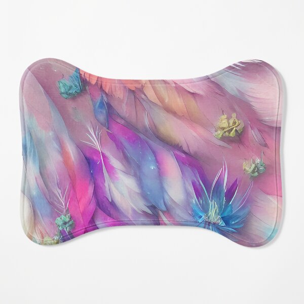 Soft Florals & Feathers Dog Mat