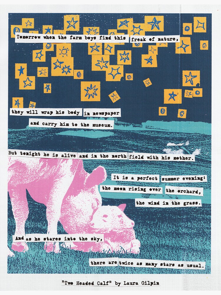 ""TwoHeaded Calf" Poem Illustration" Sticker for Sale by Redbubble