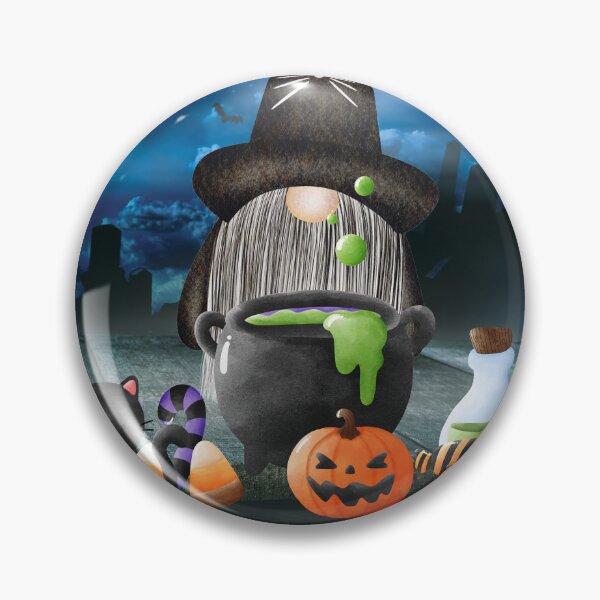 Item preview, Gnomo Bruja de Halloween y Gato Negro Feliz Halloween designed and sold by ieluxury.