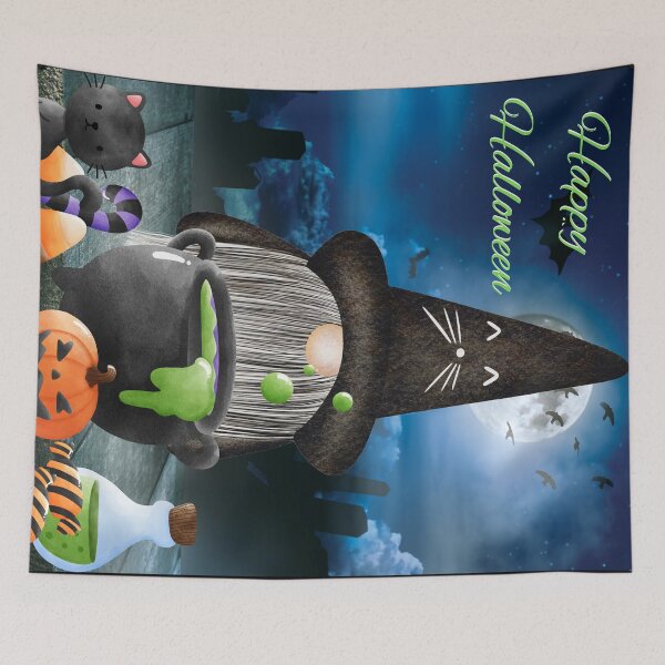 Item preview, Gnome Halloween Witch and Black Cat Happy Halloween  designed and sold by ieluxury.