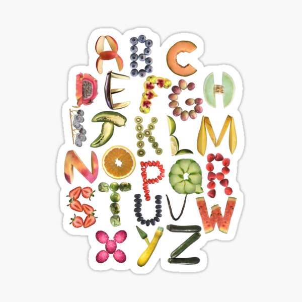 ABC Alphabet Sticker, Letter Sticker, 'Fruity Parade