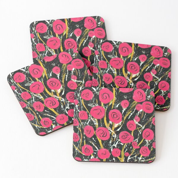 Item preview, red roses on black background designed and sold by GOLDENLIONPERU.