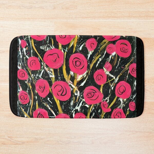Item preview, red roses on black background designed and sold by GOLDENLIONPERU.