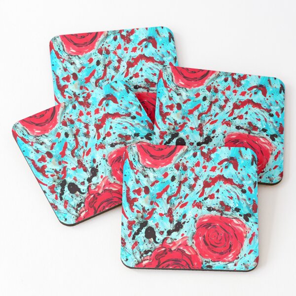 Item preview, Splash of red roses on a light blue background designed and sold by GOLDENLIONPERU.
