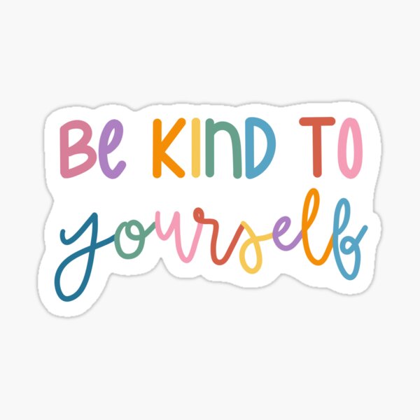 Be kind to yourself pink heart sticker, Zazzle