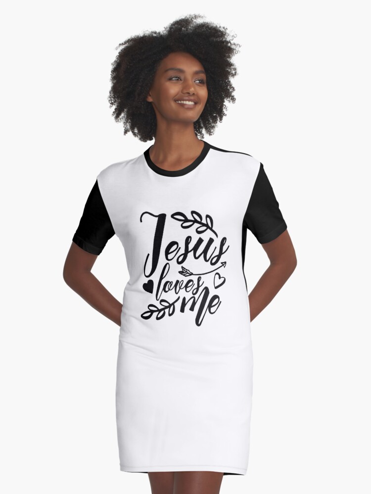 Vestido camiseta «Camiseta cristiana Jesus Loves Me - Camisas cristianas -  Camisas cristianas - Camisas cristianas para mujeres - Camisas religiosas -  Versos de la Biblia Camisas - Camisetas religiosas» de 85steel | Redbubble