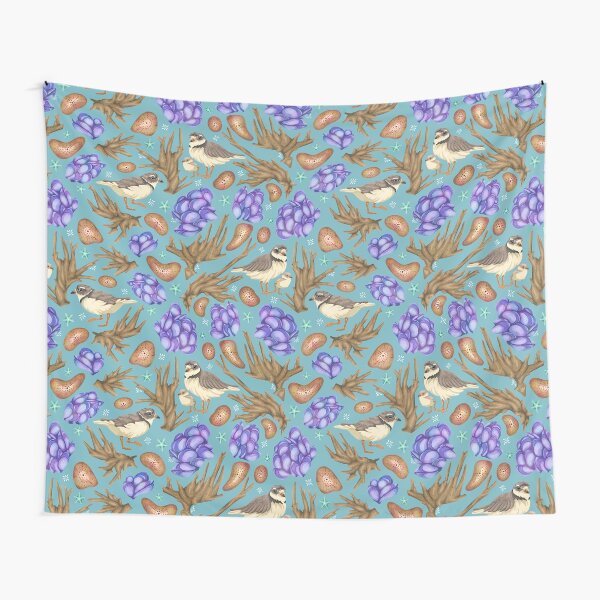 Teal Shoreline Sandpipers Tapestry