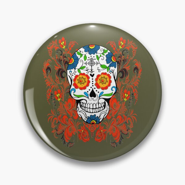 Item preview, Orange Floral Sugar Skull Day Of The Dead Classic designed and sold by CarolinHamm.