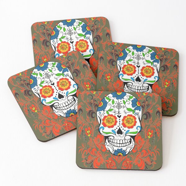 Item preview, Orange Floral Sugar Skull Day Of The Dead Classic designed and sold by CarolinHamm.