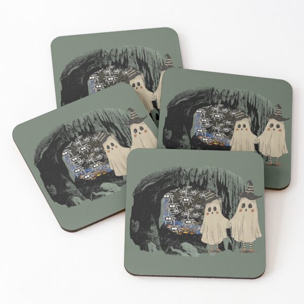 Item preview, Halloween Ghosts In A Cave With Spiders And Pumpkins designed and sold by Eklectikos.