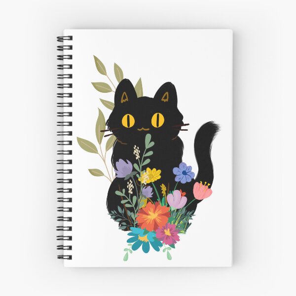 Item preview, Black cat with flowers designed and sold by Pattern King.