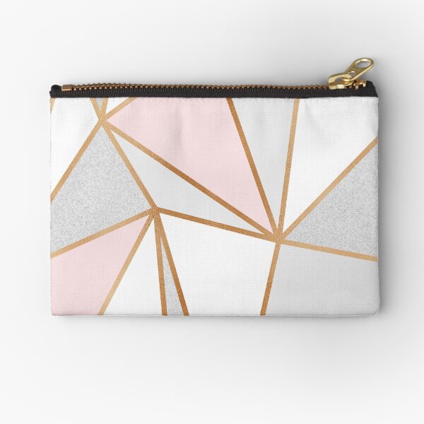 Pink, Grey & Gold Geo Zipper Pouch
