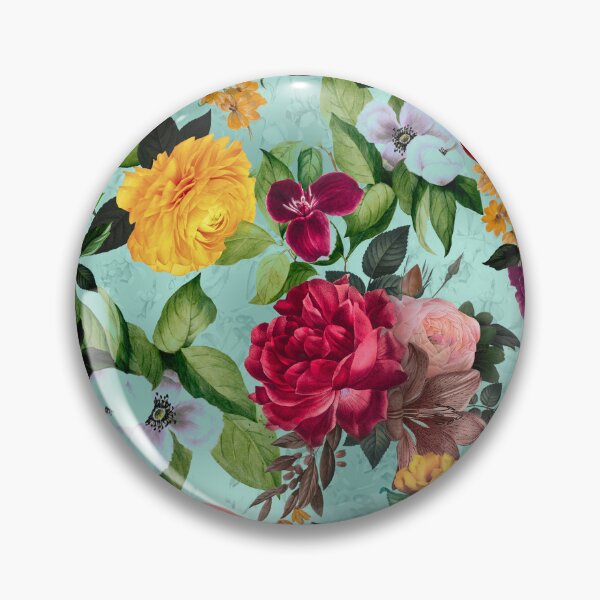 Artikelvorschau, Eleganter Blumen- und Rosenhimmel, Blumenillustration, botanisches Muster, Pflanzenmuster, Aqua-Mint-Grün, exotischer Blumengarten entworfen und verkauft von ZeinabTaha.