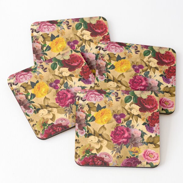 Item preview, Elegant flowers and roses heaven, floral illustration, botanical pattern, plants pattern, yellow exotic floral garden designed and sold by ZeinabTaha.